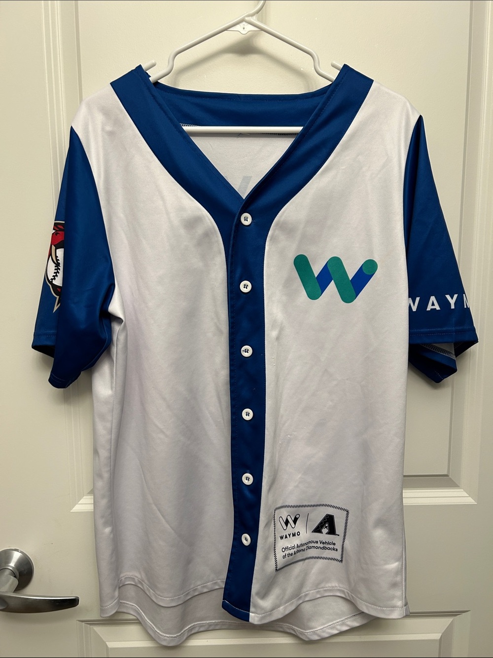 Men's White & Blue Performance Button-Up Shirt